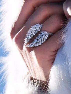 Silver Crystal Wing Wrap Ring